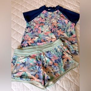 Athleta Girl Surf’s Up Swim Set Rashguard and Cannonball Shorts